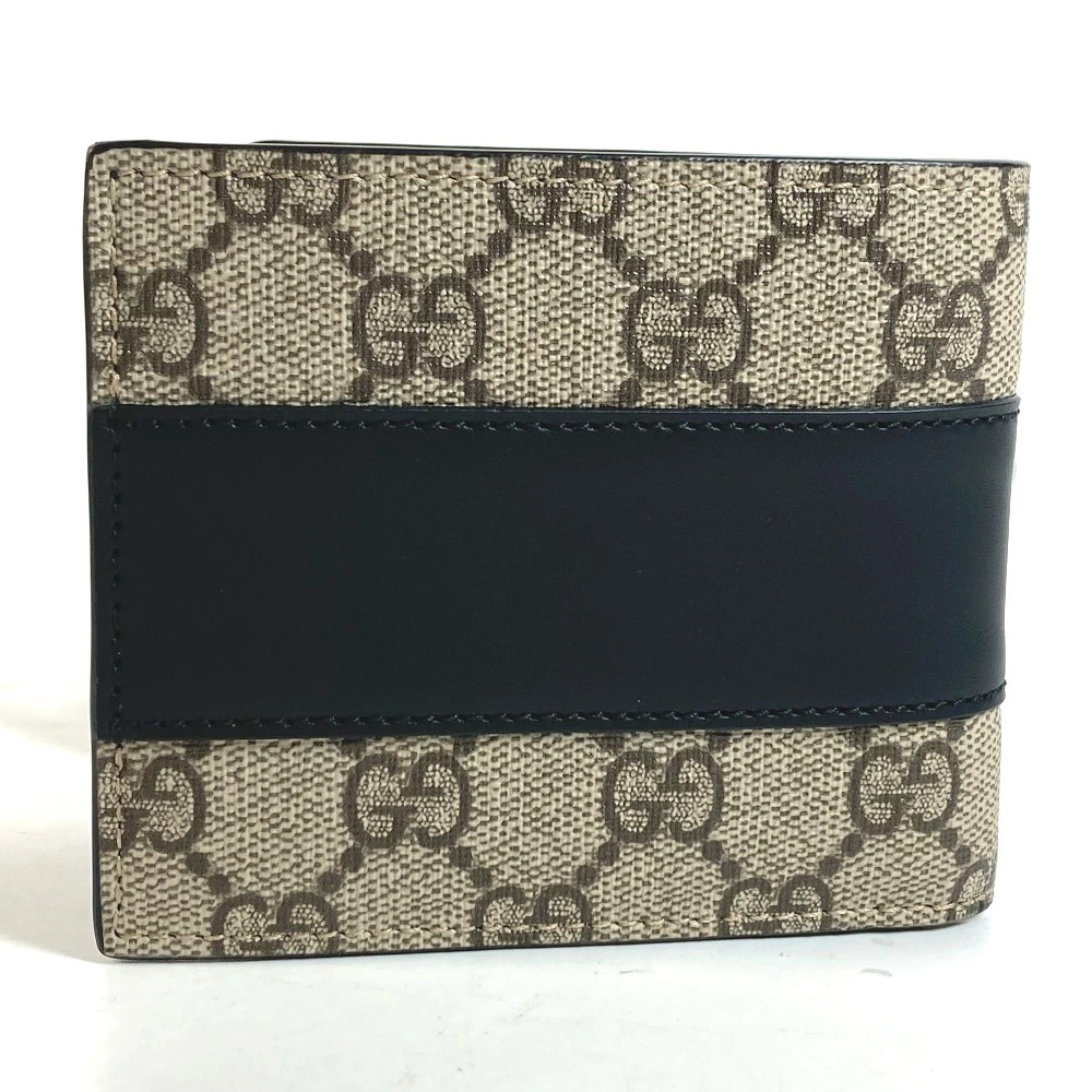 GUCCI GG Supreme Eden Billfold Compact Wallet Bi fold Canvas Black Beige - Picture 2 of 8